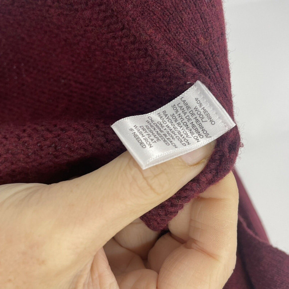 Ann Taylor Loft Petite Kimono Cardigan Wool Sweater Women SP Maroon Long Sleeve - Picture 3 of 9